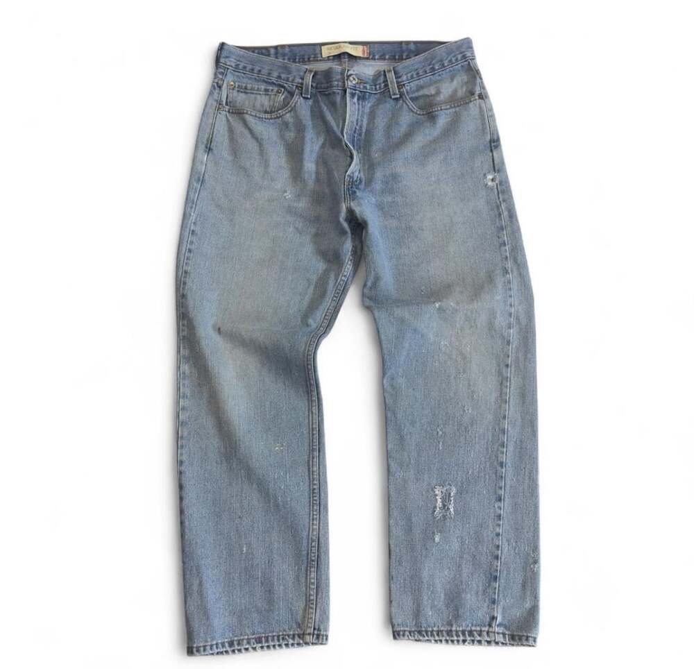 Levi's 505 Regular Fit Jeans Size W38 L30 Light Wash Distressed